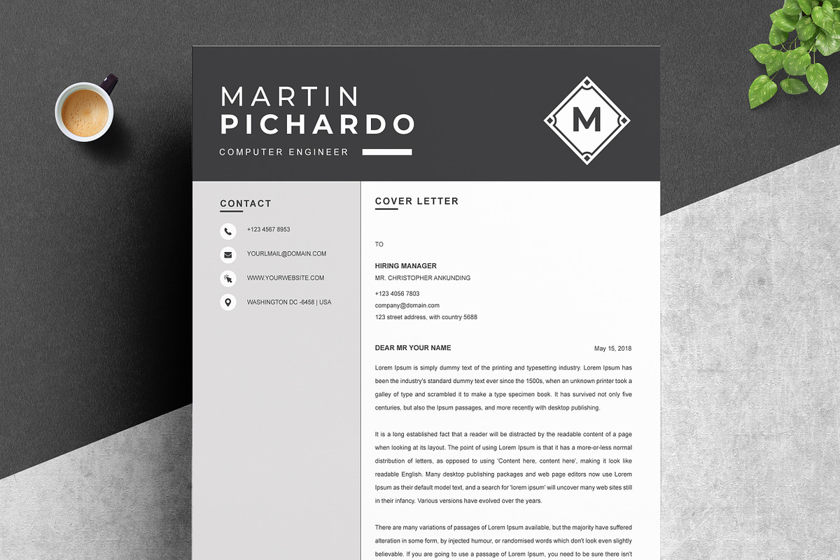 Resume / CV Design Template MS Word, a Resume Template by ResumeInventor