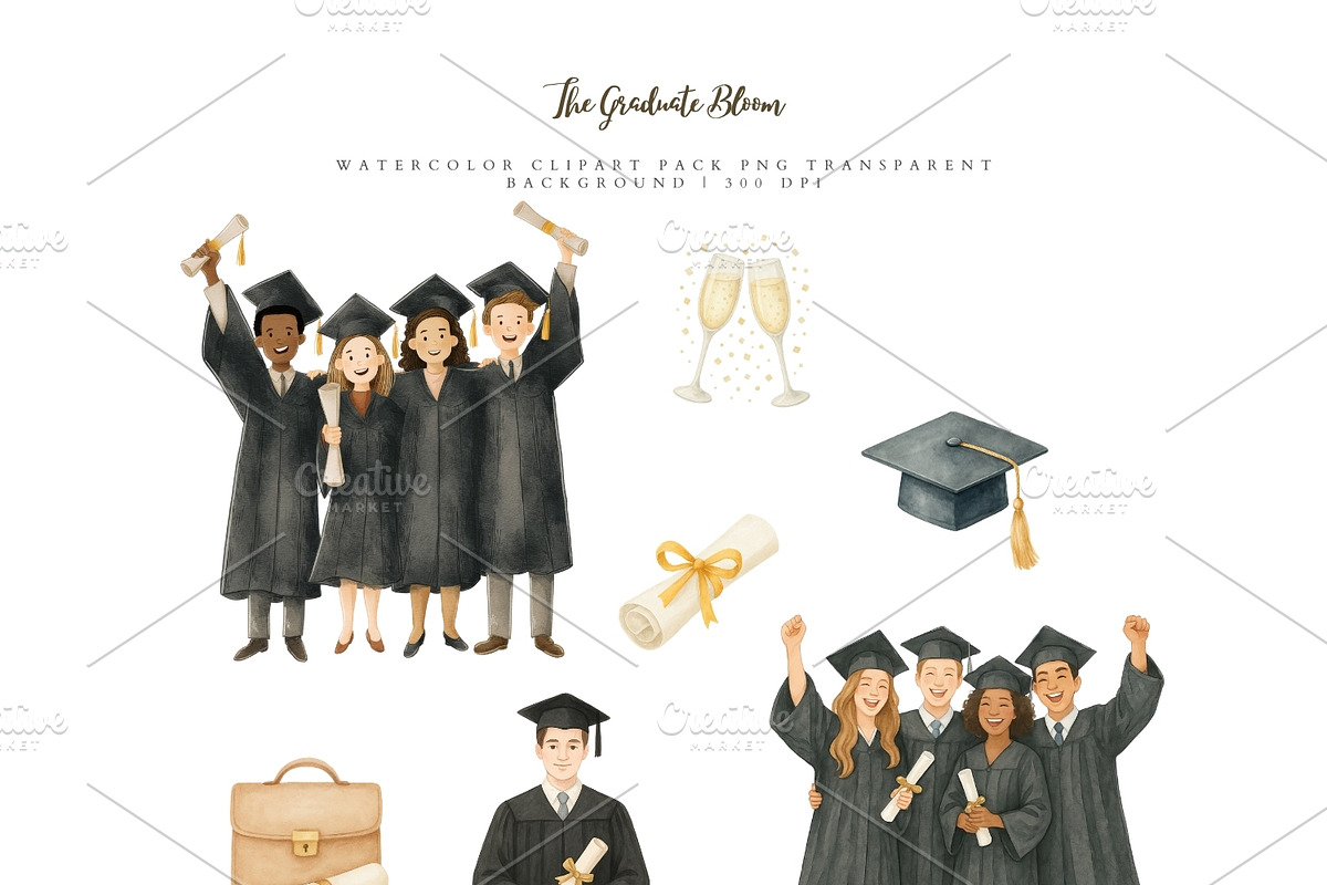 Watercolor Graduation Collection, an Illustration by Pati Paints (Photo 3 of 11)