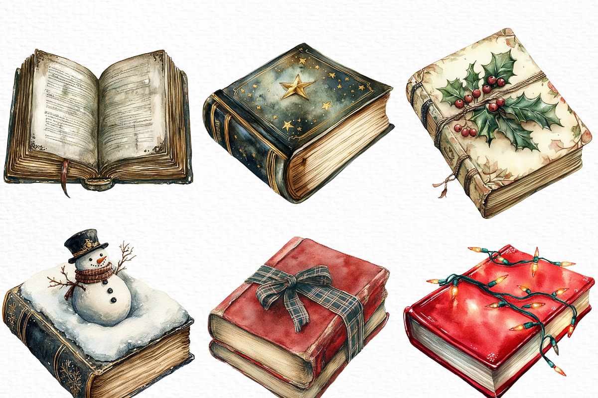 Vintage Book Christmas Sublimation, an Illustration by Craft Nest (Photo 4 of 6)
