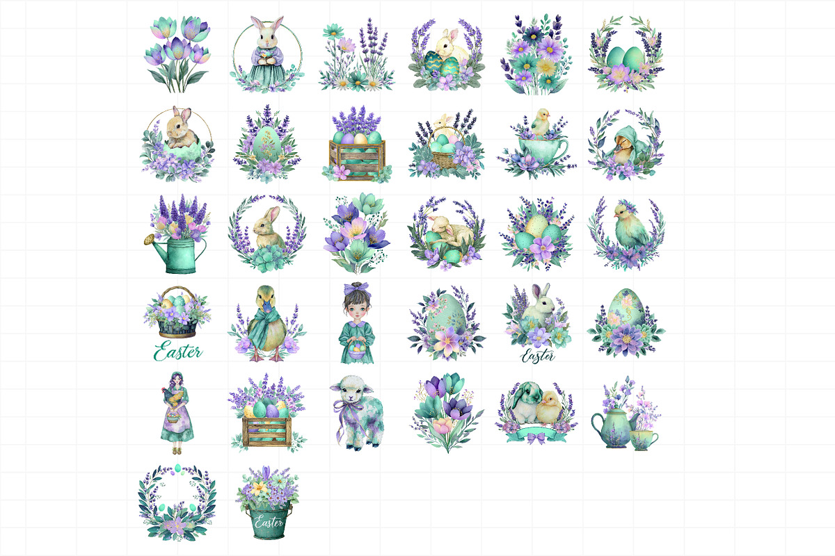 Lavender Easter Clipart Bundle, an Illustration by Daily.Designs (Photo 3 of 3)