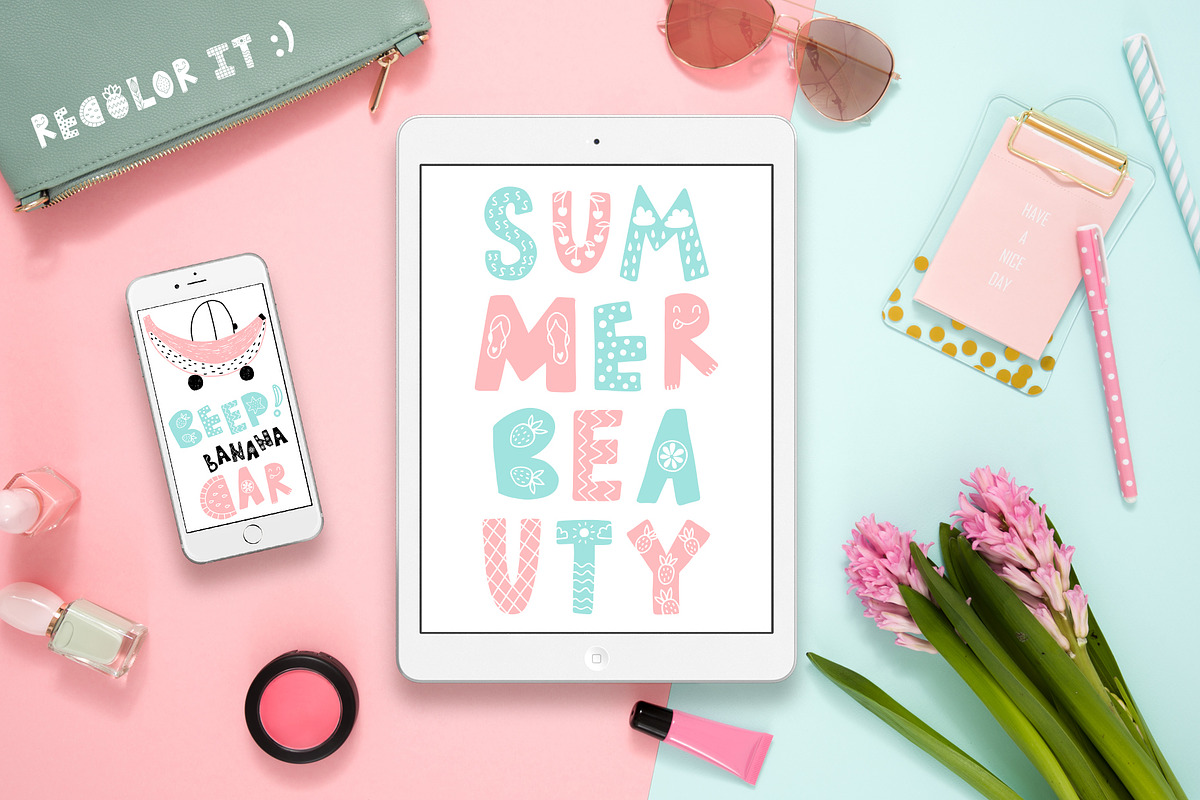 Summer Day Typeface with Clipart! preview 8