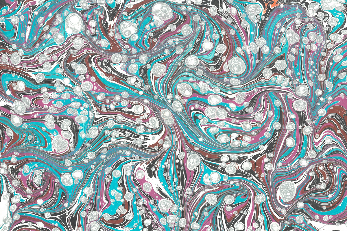 3 Hand Marbled Papers Aquarelle, a Texture Graphic by Marblingdom (Photo 4 of 4)