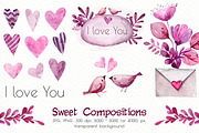Watercolor Valentine's Day, a Decorative Illustration by Ksenia Markevych (Thumbnail 3 of 8)