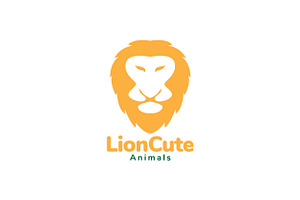 Cute Face Old Lion Logo Design