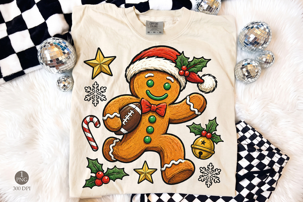 Gingerbread Football Christmas PNG, an Object Illustration by Libby Wishes (Photo 1 of 4)