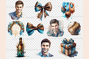Mans Birthday Clipart, a Person Illustration by GlamArtZhanna (Thumbnail 5 of 5)