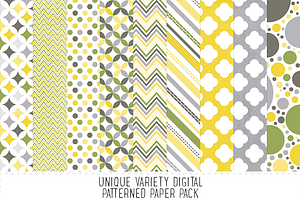 Yellow & Grey Pattern Paper Pack