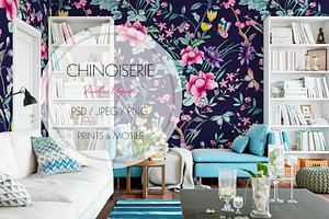 Chinoiserie, Hand Painted Prints.