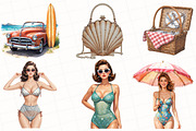 1950s Style Summer Beach Day Clipart, an Illustration by OK Design (Thumbnail 3 of 5)