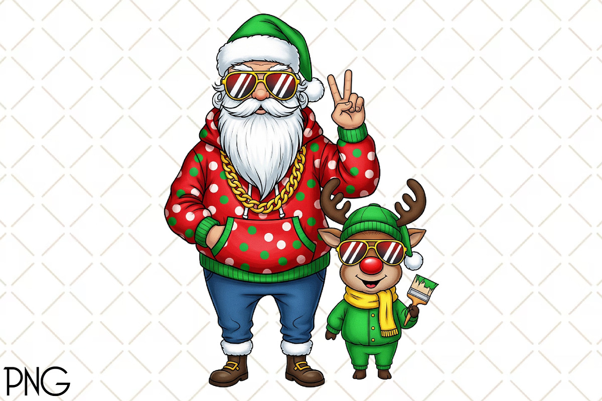 Christmas Santa Reindeer Png, Clipar, an Illustration by Black Bird Studio (Photo 1 of 4)