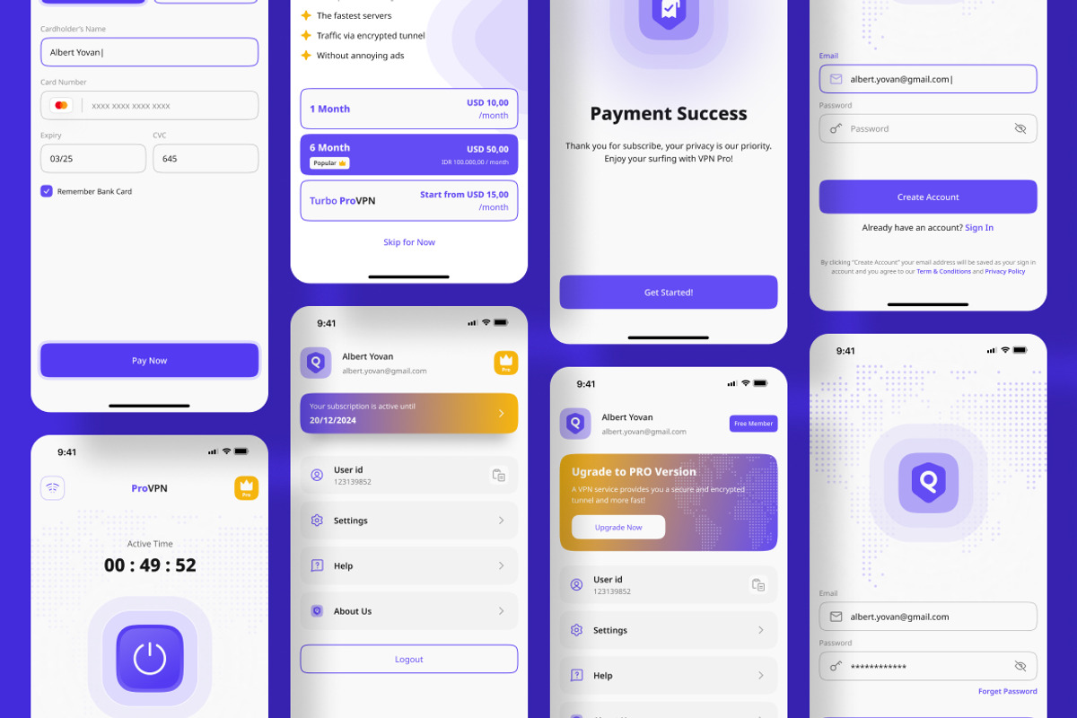 VPN App Mobile UI KIT, an App Template by UICreative (Photo 3 of 4)