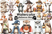 Halloween Cute Otter Clipart, an Illustration by Black Bird Studio (Thumbnail 1 of 6)