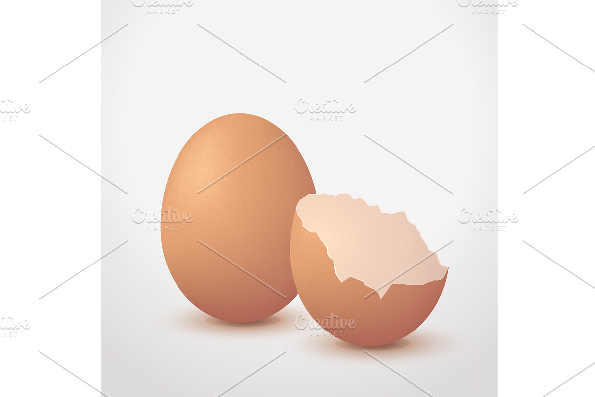 Broken Eggshell Vector With Whole, a Food Illustration by IfH