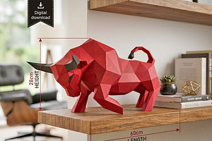 Angry Bull Sculpture - 3d papercraft