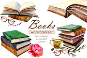 Books watercolor set, an Object Illustration by Olha Urdeichuk (Thumbnail 1 of 9)