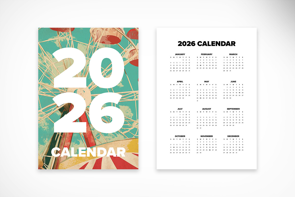 Retro Illustrated Wall Calendar 26, a Print Template by McLittle Stock (Photo 1 of 9)