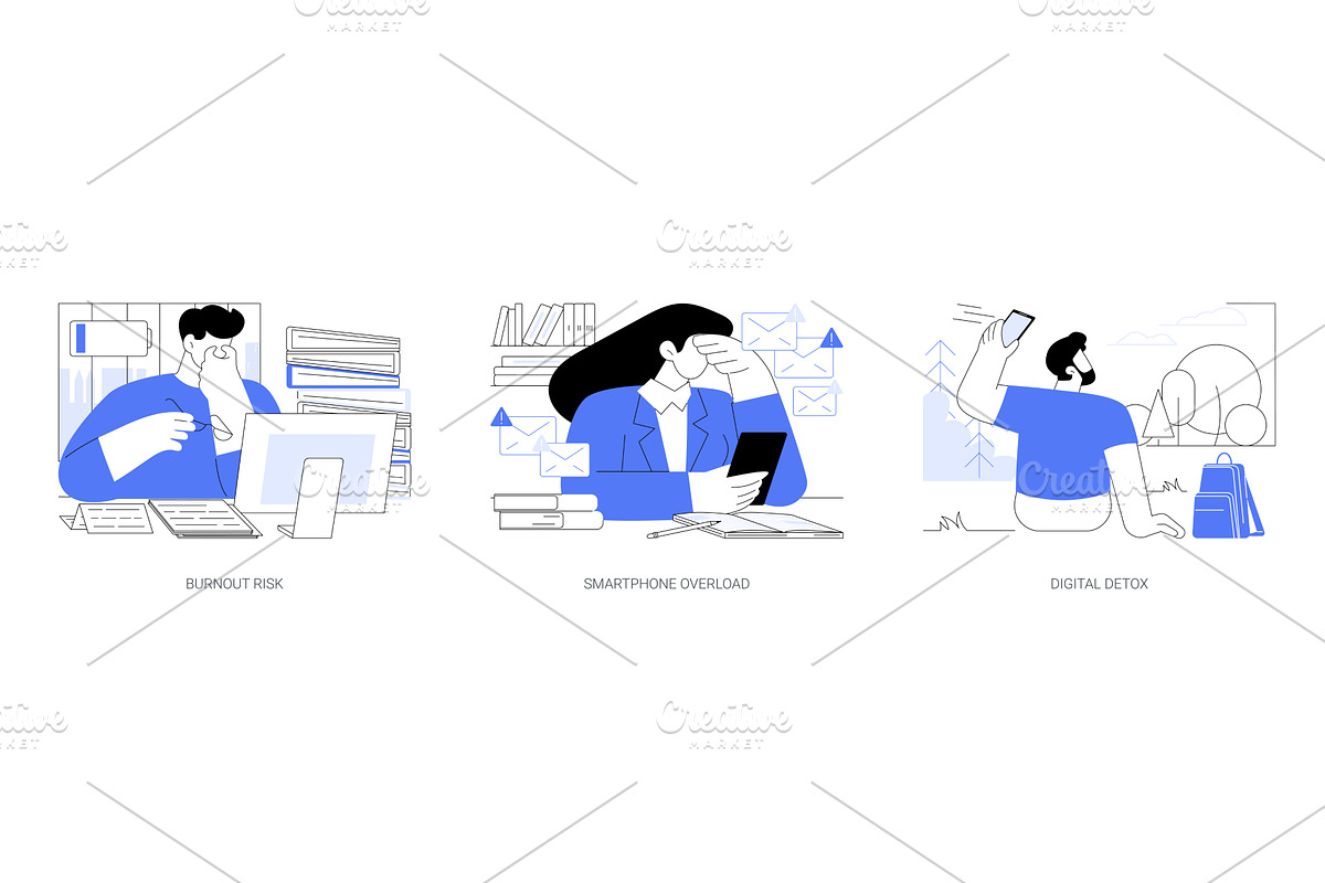 Digital overload isolated cartoon, a Person Illustration by Visual Generation