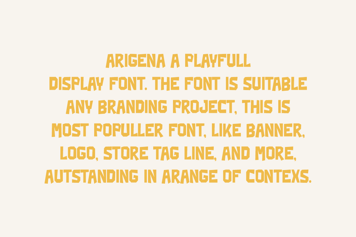 Arigena - Playful Font, a Sans Serif Font by Iqsiart Studio (Photo 2 of 6)