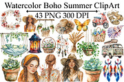 Watercolor Boho Summer ClipArt, an Illustration by Design Market (Thumbnail 1 of 9)
