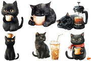 Funny Coffee Black Cat Clipart, an Illustration by Designworld (Thumbnail 4 of 6)