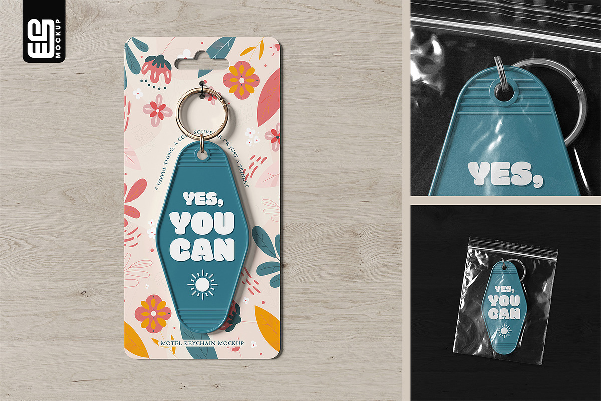Motel Keychain in Packaging Mockup, an Advertising Mockup by SD Mockup (Photo 1 of 5)