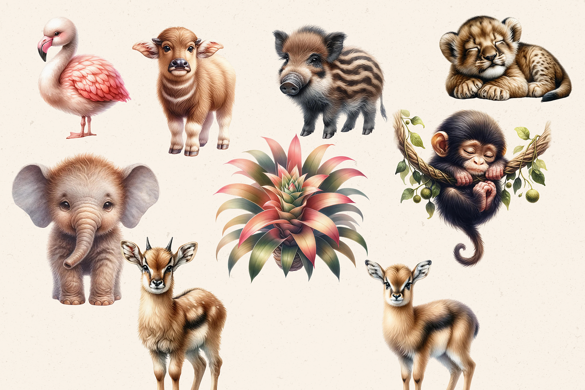 SAFARI JUNGLE ANIMALS CLIPART PACK, an Animal Illustration by Daring Digies (Photo 7 of 10)