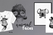 Cute animal faces. Posters, an Animal Illustration by tata_ota (Thumbnail 1 of 8)