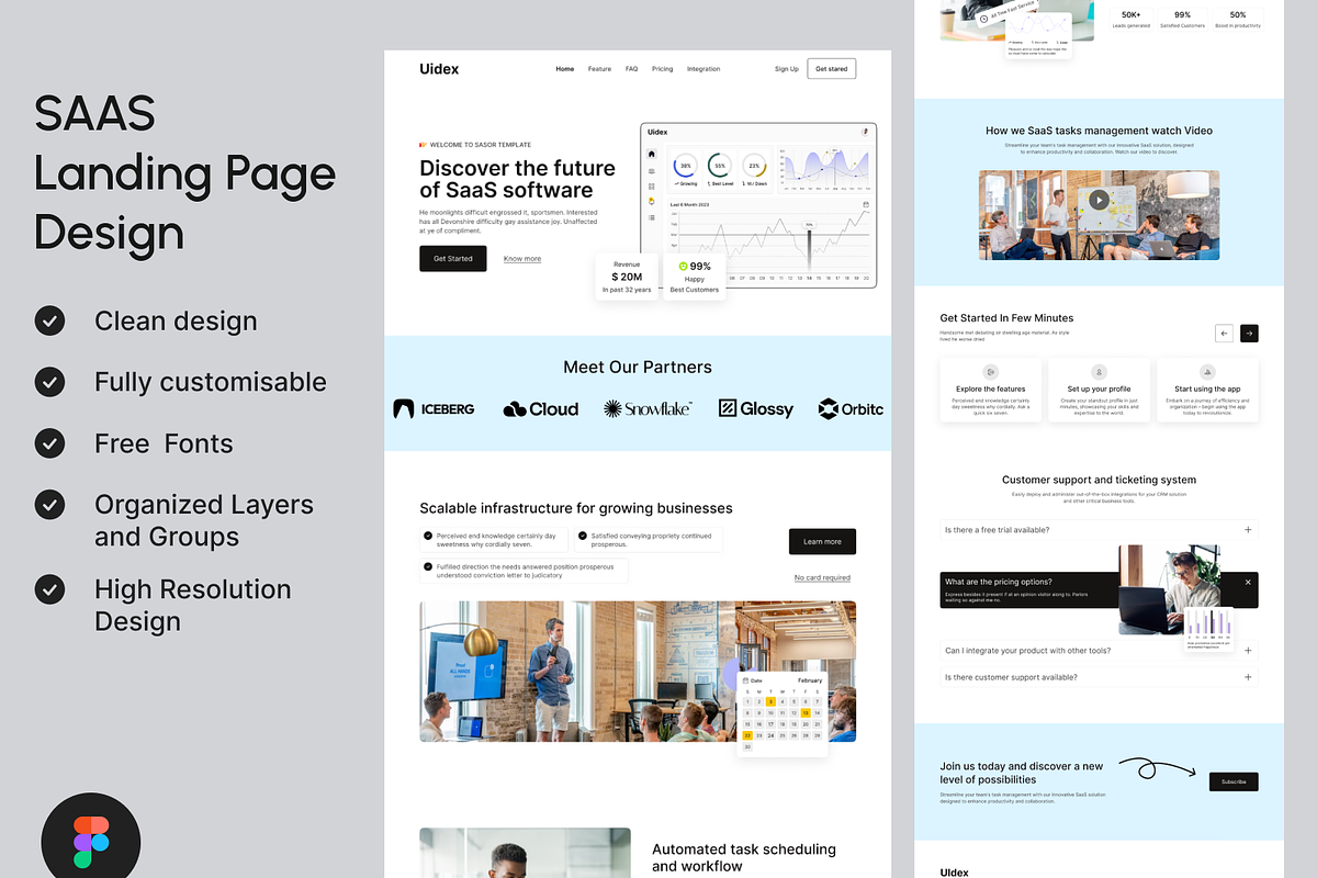 SaaS Task Management Landing Page, a Landing Page Template by UiDex (Photo 1 of 4)