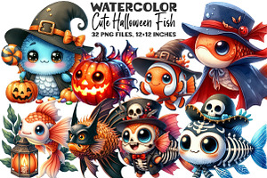 Cute Halloween Fish Clipart, an Illustration by DreamArtGraphic