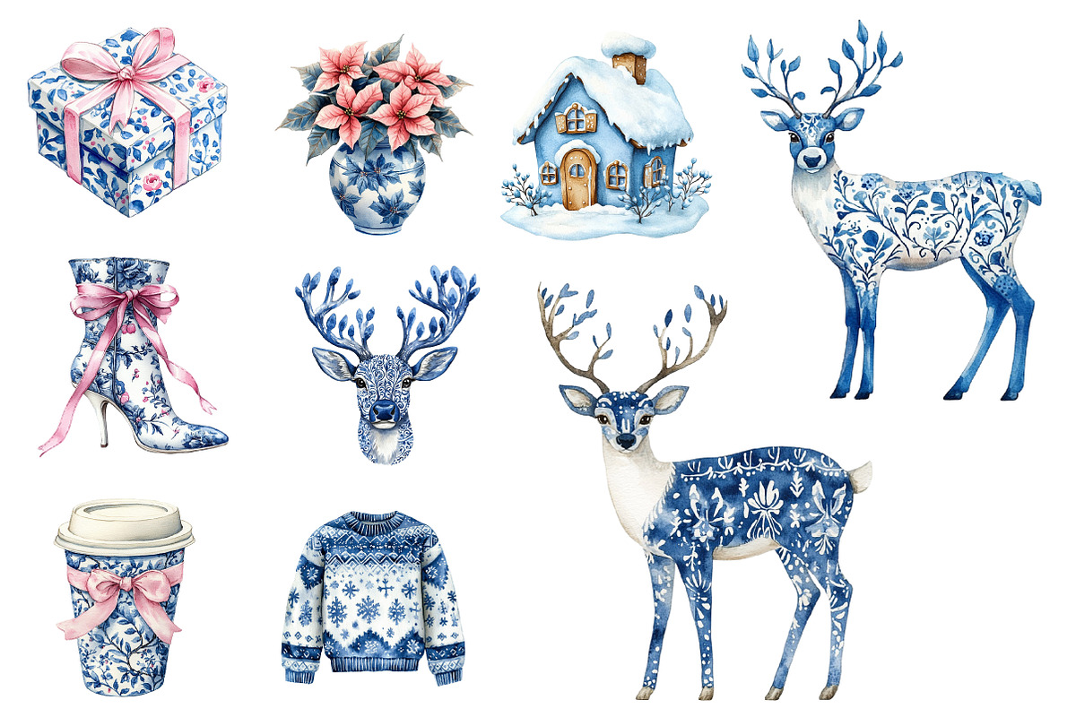 Christmas Toile Clipart, an Illustration by Designworld