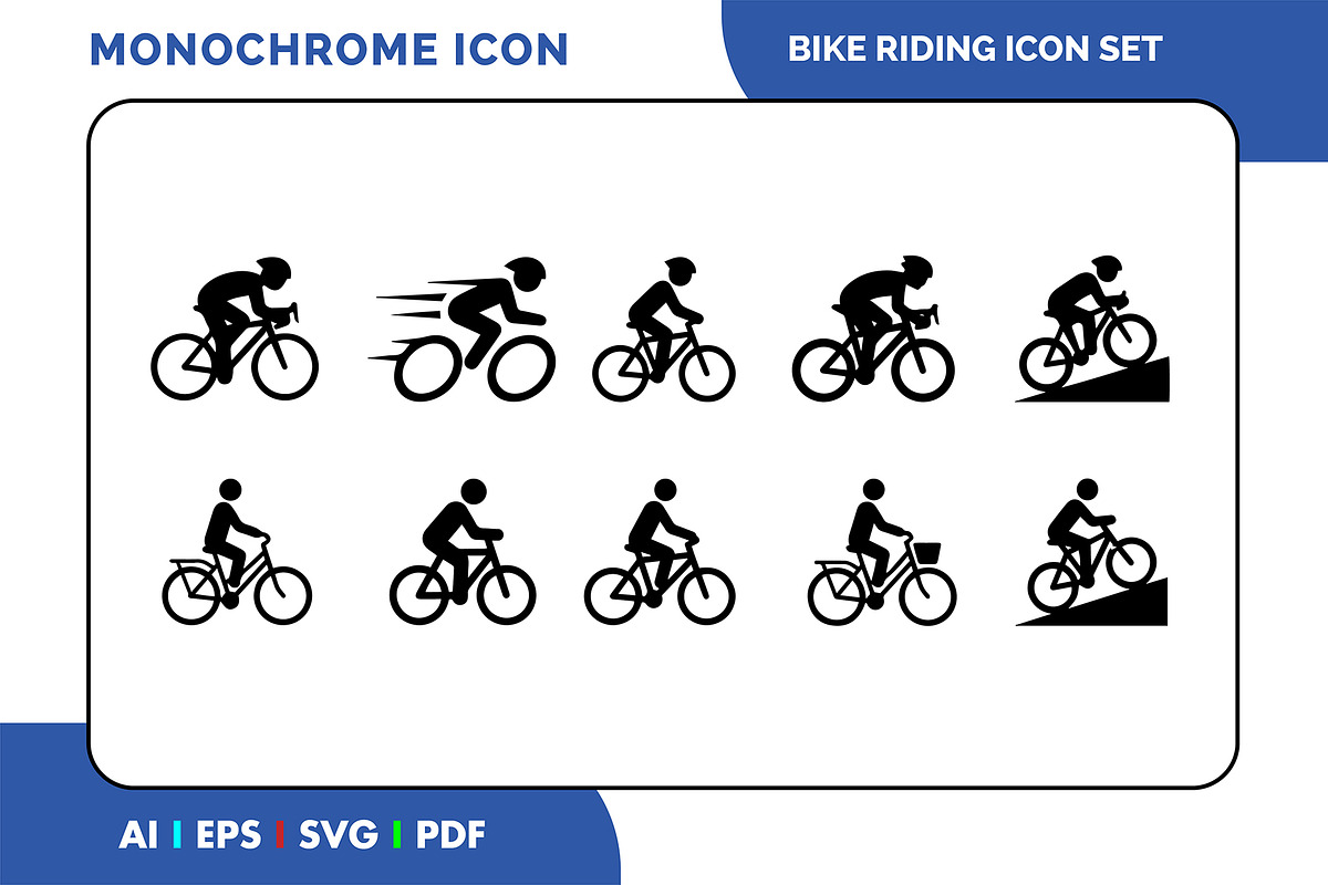 Bike Riding Simple Black Icon Set, a Solid Icon by Fontmine Studio (Photo 1 of 3)