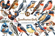 Scandinavian Birds Clipart, an Illustration by Watercolor design (Thumbnail 1 of 5)
