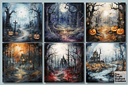 Watercolor Scary Woods | Halloween, a Background Graphic by Fine Purple Elephant (Thumbnail 2 of 3)