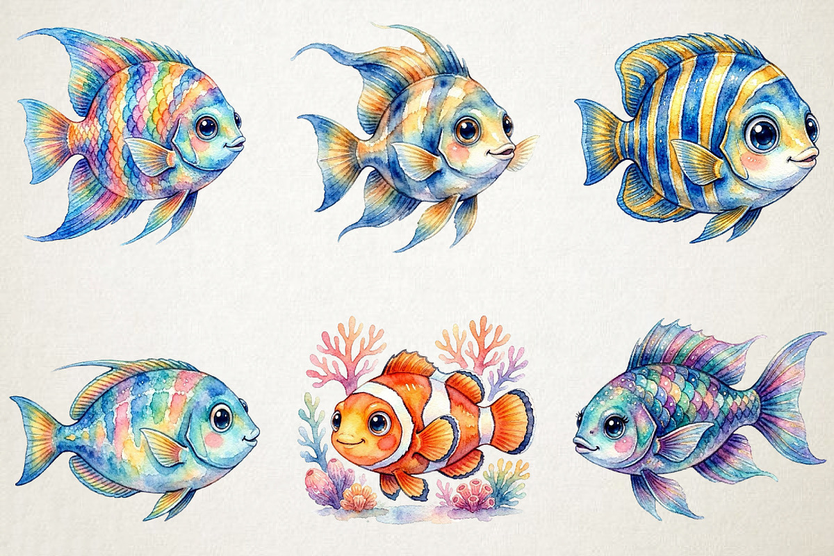 Watercolor Exotic Fish PNG Clipart, an Animal Illustration by RobertsArt (Photo 4 of 7)
