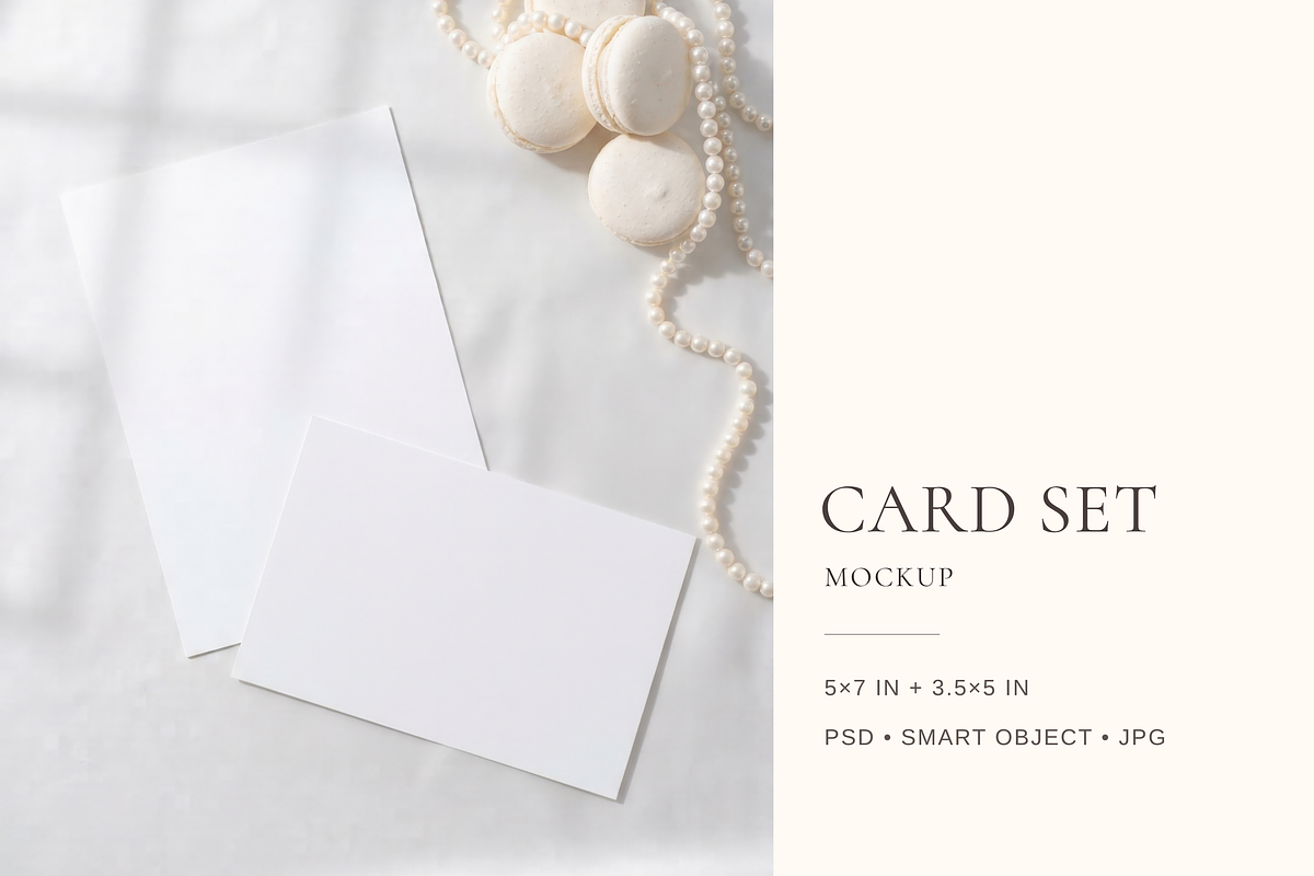 Pearl Invitation & RSVP Card Mockup, an Advertising Mockup by Serenefeeling (Photo 1 of 7)