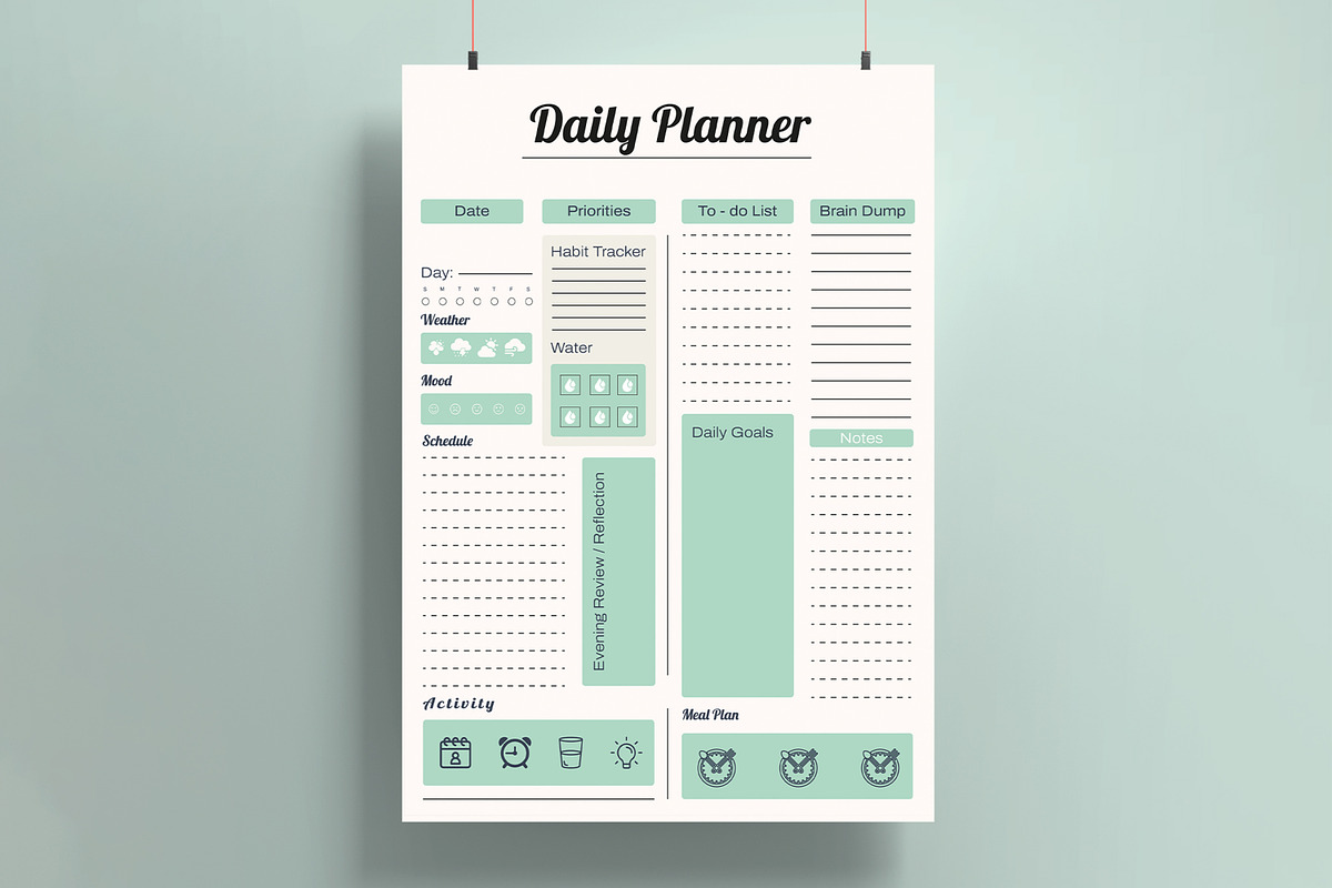 Minimal Daily Planner Template, a Stationery Template by MightyDesign (Photo 1 of 8)