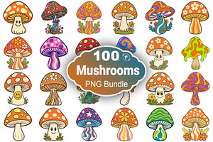 Groovy Mushrooms Clipart