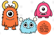 19 Cartoon Friendly Monsters, a Seasonal Illustration by Baby Squid Ink (Thumbnail 4 of 7)
