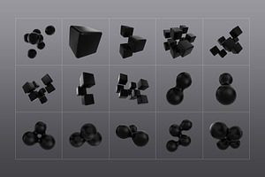 3D Black Shapes - 120 Illustrations