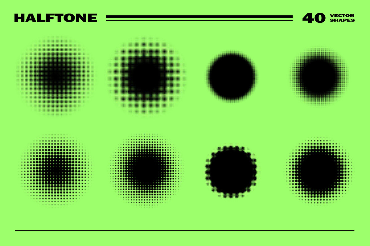 40 Halftone Vector Shapes, an Object Graphic by Pykhtik Design Shop (Photo 2 of 6)