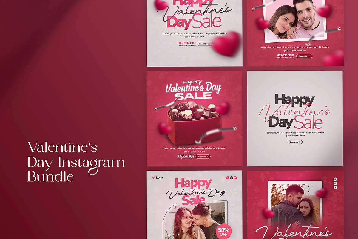 Valentine's Day Social Media Bundle, a Social Media Template by Saman Osama (Photo 1 of 14)