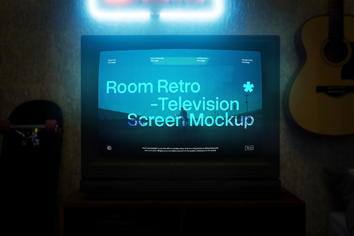 Room Retro Television Screen Mockup, an Advertising Mockup by herutage (Photo 5 of 5)
