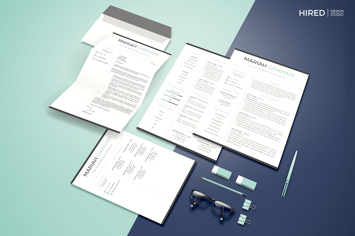 Modern Resume design + Cover Letter, a Resume Template by HIRED Design Studio (Photo 4 of 10)