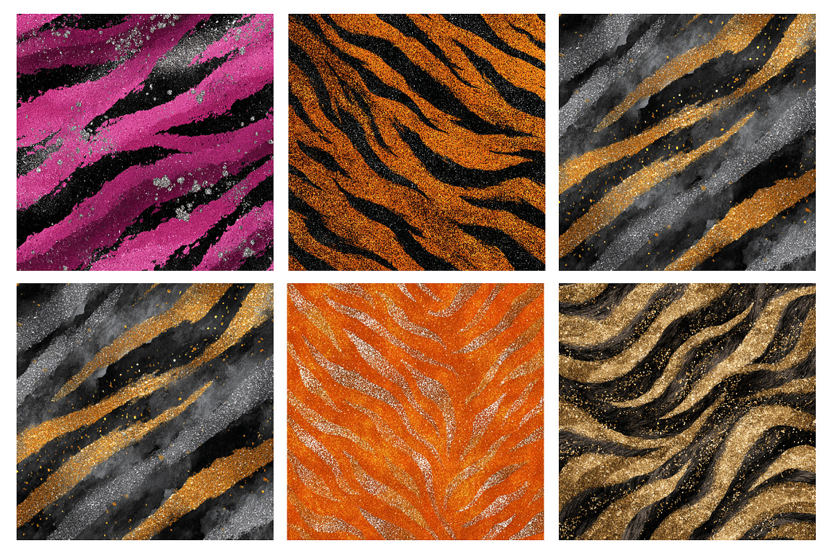 Tiger Glitter Ink Textures, a Pattern Graphic by CitraGraphics (Photo 2 of 5)