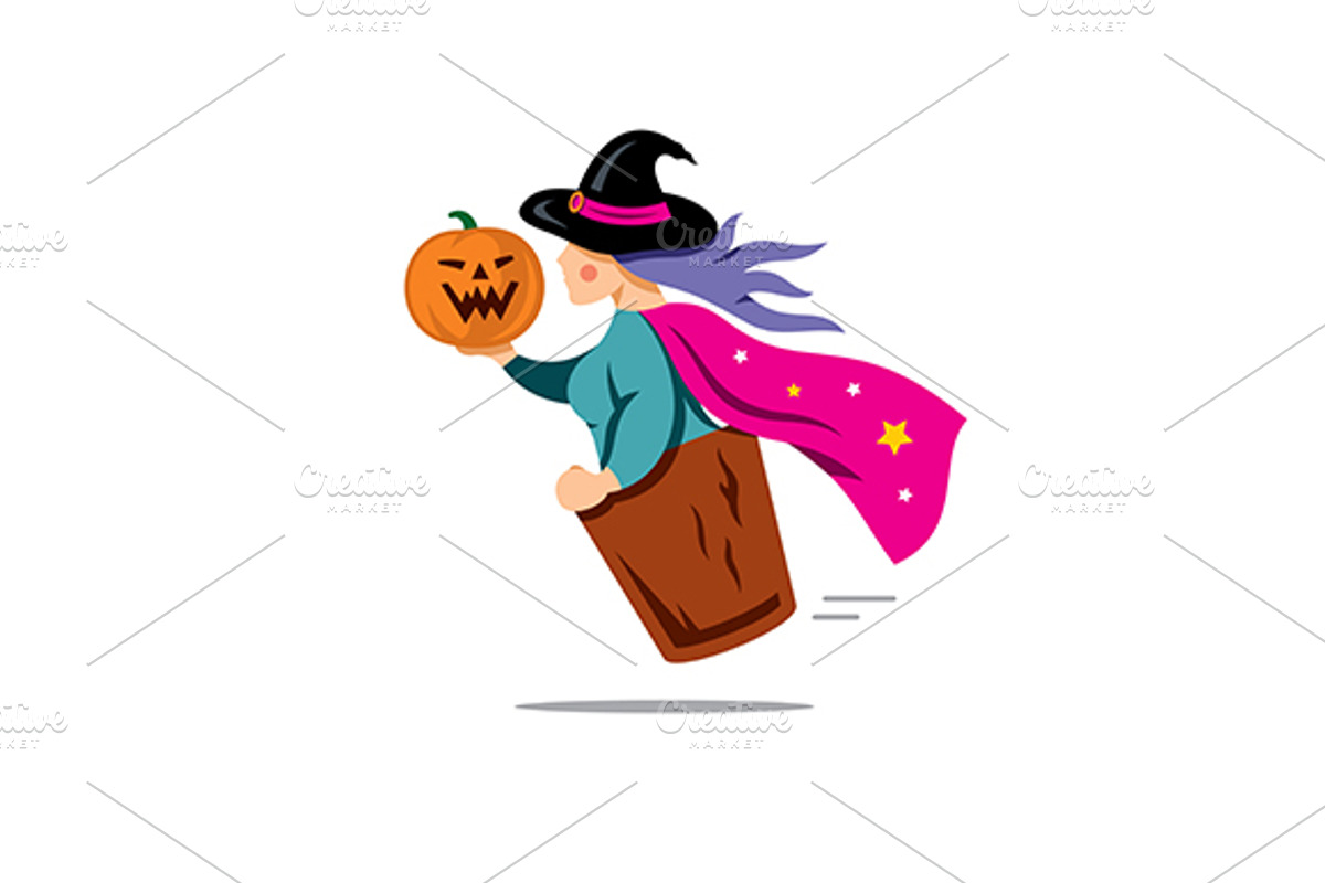 Witch with pumpkin, a Branding & Logo Template by Steinar Logo