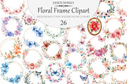 Watercolor Floral Frame Clipart, an Illustration by Design Market (Thumbnail 1 of 3)