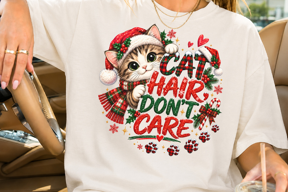 Cat Hair Don't Care Christmas PNG, a Seasonal Illustration by Rose Art (Photo 2 of 4)