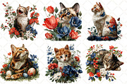 Whimsical Spring Cat Clipart, an Illustration by Black Bird Studio (Thumbnail 4 of 5)