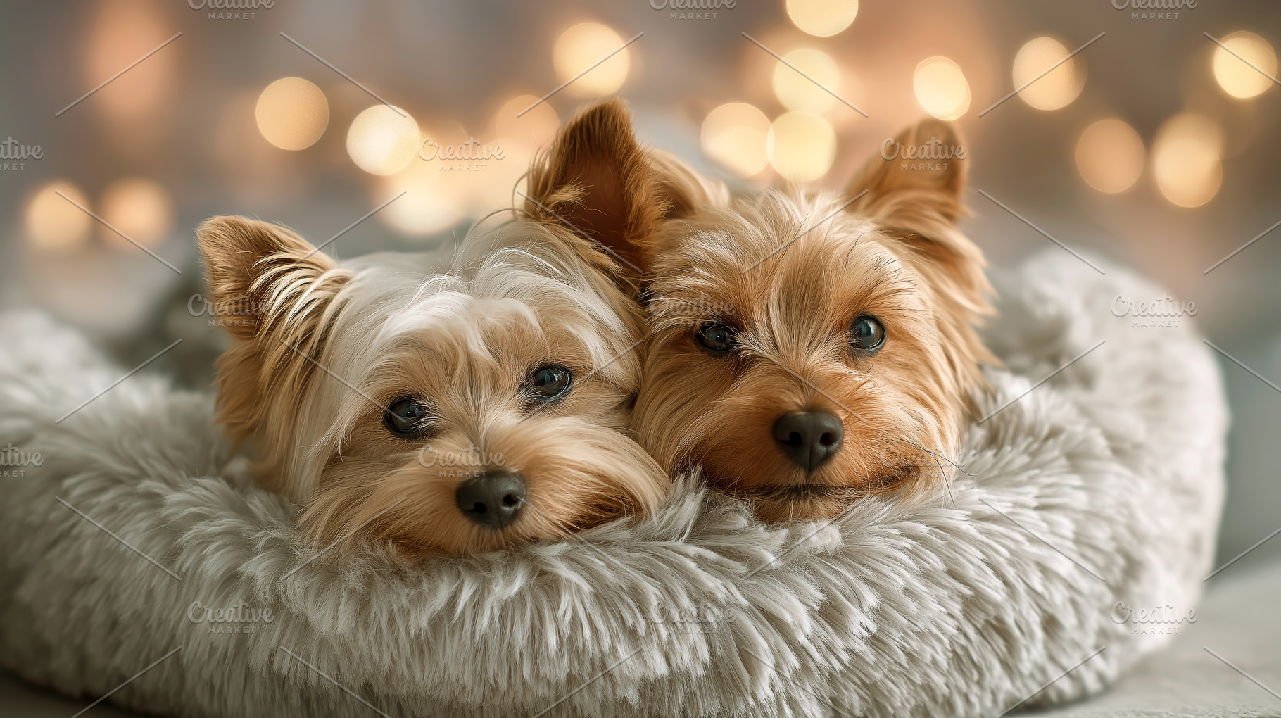 Cozy Yorkshire Terriers Relaxing, an Animal Photo by Ocean Digital Art