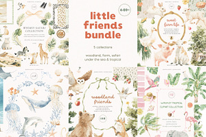Little Friends Bundle, an Animal Illustration by PeDe Designs